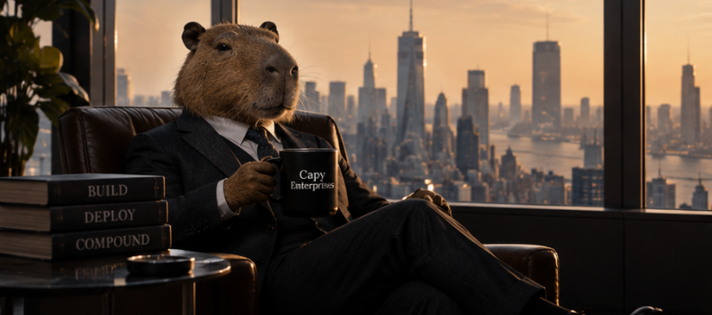 Jasper Livingston seated in the Capy Enterprises office overlooking the city